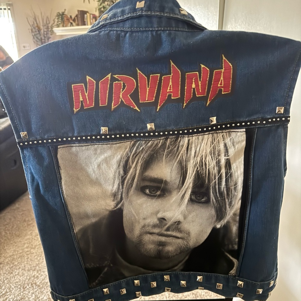 Custom Nirvana Denim Vest Large